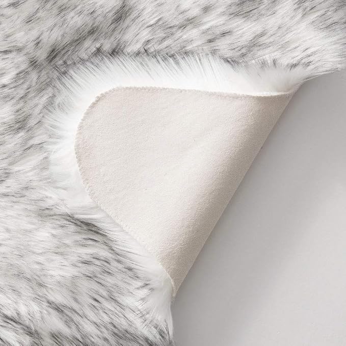 MIULEE Fluffy Area Rug 3x5 ft Faux Fur Sheepskin Rug Gradient Grey | Luxury - Image 5