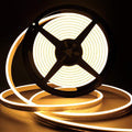 Lamomo LED Neon Lights, 12V Warm White Dimmable LED Strip Lights, 16.4ft/5m Waterproof LED Neon Rope Lights, Silicone 3000K Neon LED Strip for Bedroom Indoor Home Decor (Power Adapter Included)