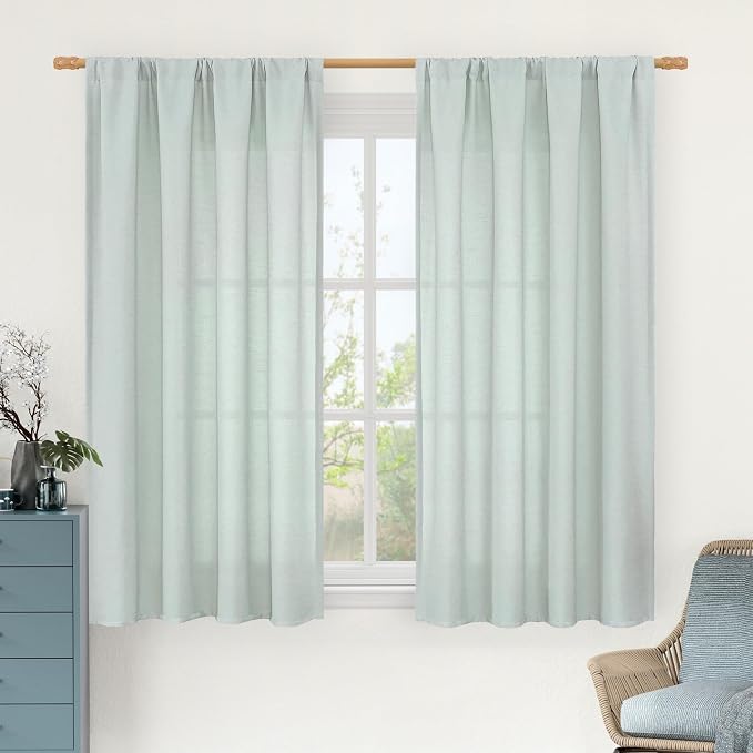 54 Inch Short Window Linen Curtains by LAMIT