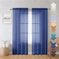 Royal Blue Sheer Curtains 72 Inches Long 2 Panels, Rod Pocket Voile Light by Lecloud