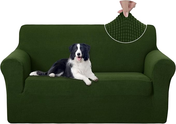 U-NICE HOME Loveseat Cover Stretch Couch Cover Sofa Slipcover, Bronze Green | 2 by U-NICEHOME