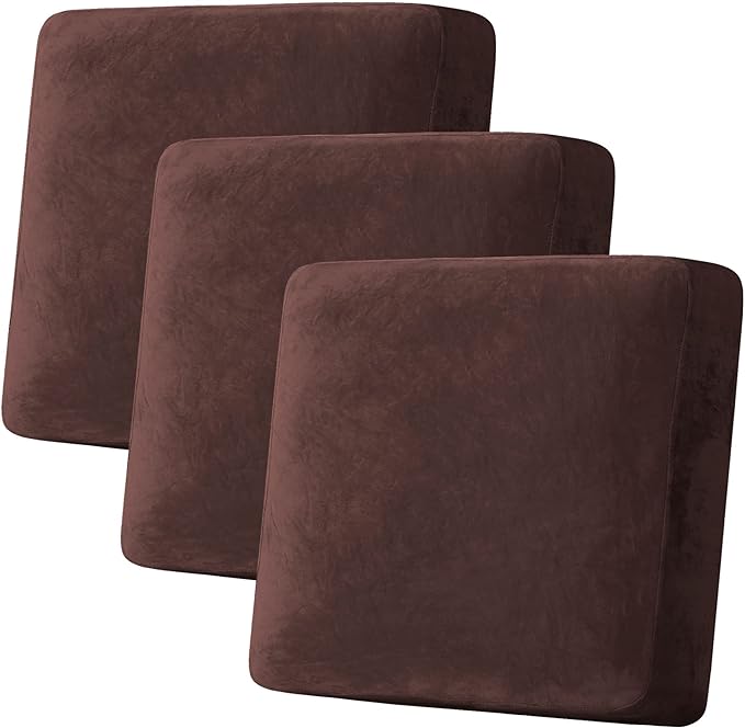 H.VERSAILTEX Velvet Stretch Couch Cushion Cover Plush Cushion Slipcover by HVERSAILTEX