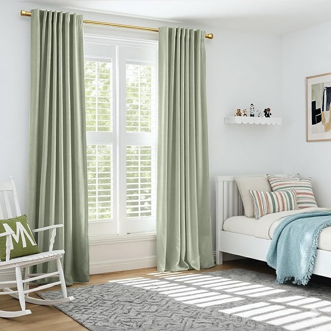 INOVADAY Sage Green Curtains 100% Blackout Curtains - Image 6
