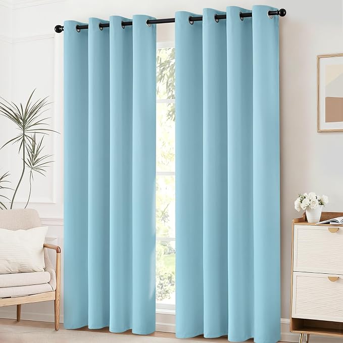 Yakamok Room Darkening Curtains 52x63 inch Length Sky Blue-Living Room | 2 - Image 2