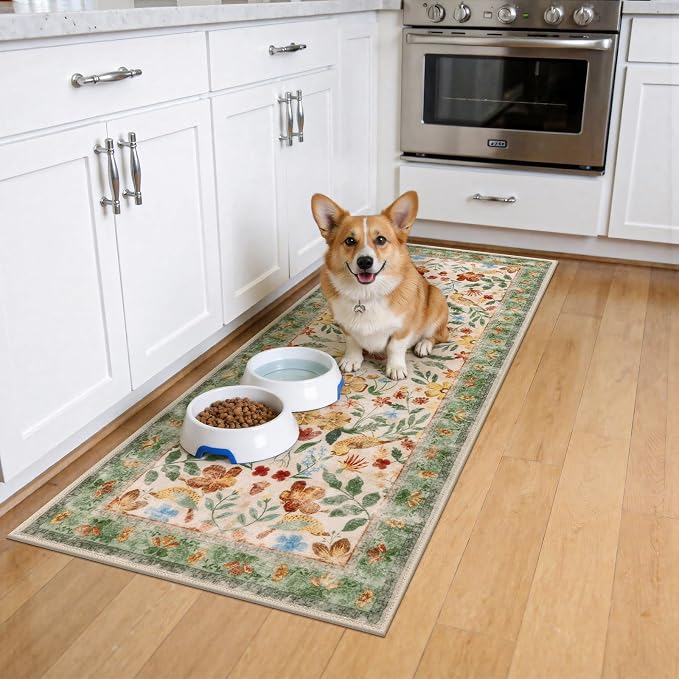 HEBE Boho Kitchen Rugs Set of 3, Non Slip Washable Kitchen Mats - Image 9