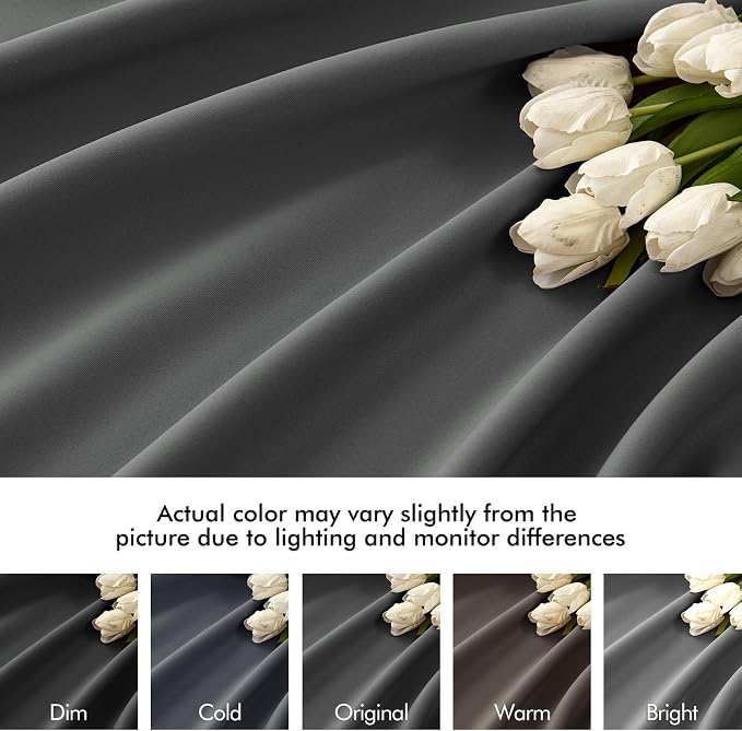 MIULEE Grey Back Tab Blackout Curtains 52x90 Inch Long 2 Panels Set | Rod - Image 8