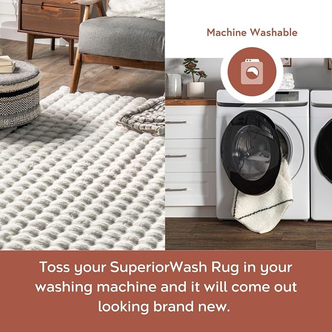 nuLOOM Jeni Off White Checkered Washable Area Rug, Off White - Image 4