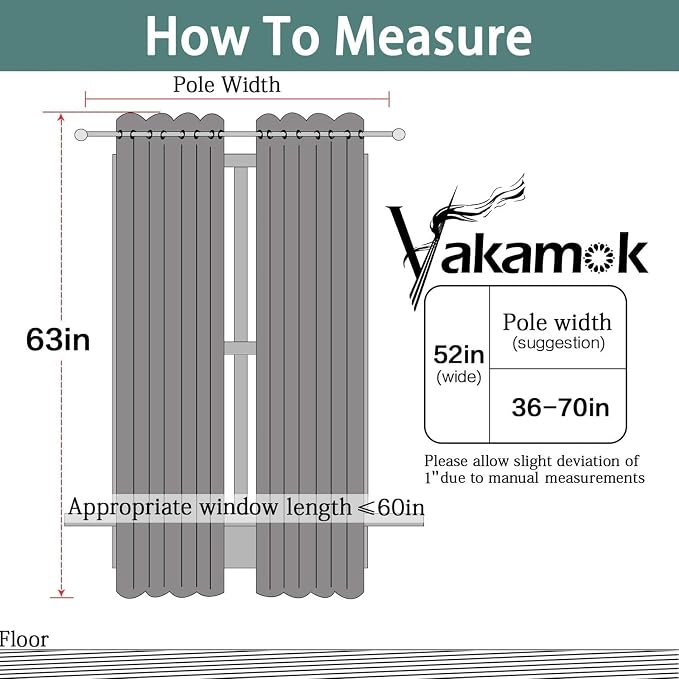 Yakamok Room Darkening Curtains 52x63 inch Length Dark Brown-Living Room | 2 - Image 3