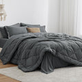 Love's cabin Twin Comforter Set Dark Grey, 5 Pieces Twin Bed in a Bag, All Season Bedding Sets with 1 Comforter, 1 Flat Sheet, 1 Fitted Sheet, 1 Pillowcase and 1 Pillow Sham