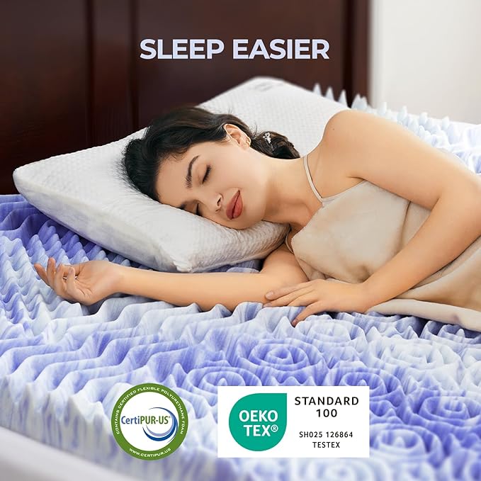 Dreamsmith 2 Inch 7-Zone King Memory Foam Mattress Topper, Cooling Gel Infused Foam Mattress Topper King for Pressure Relief, CertiPUR-US Certified