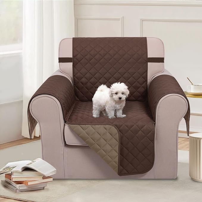 U-NICE HOME Reversible Recliner Chair Covers, Chocolate/Taupe | 23''Armchair - Image 2