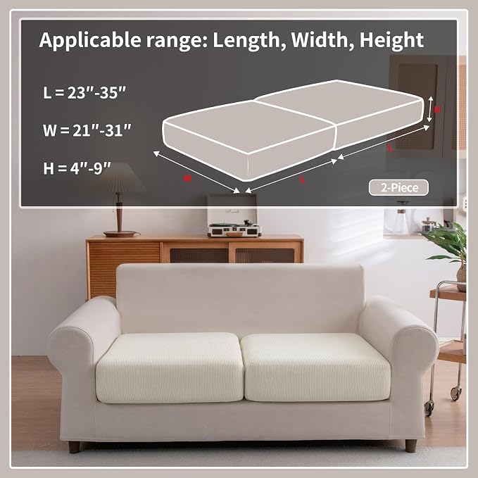 OHSIO Sectional Couch Covers, Wear Resistant Stretch Sofa Covers Washable Soft - Image 2