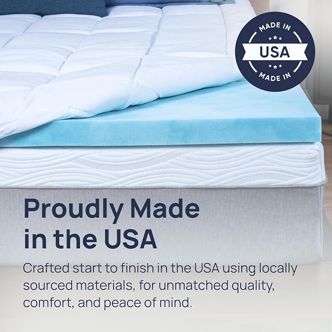 Sure2Sleep Gel Swirl Memory Foam Mattress Topper - 2 Inch, Pressure Relieving, Cooling Comfort - Made in The USA & CertiPUR-US Certified - Softens Firm Beds and Extends Mattress Life - Full Size