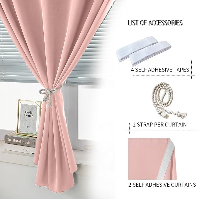 Self Adhesive Blackout Curtains- Stick on Curtains Shades Window Blinds - Image 2