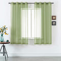 DUALIFE Sage Green Sheer Curtains 45 Inch Length for Kitchen Window 2 Panels Set Home Decoration Spring Window Treatments for Living Room Bathroom Dining Room St Patric Day Decor 52X45 Inhces Long
