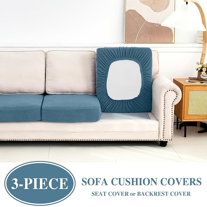 LA MEACK Couch Cushion Covers Seat Cushion Cover Stretch Couch Cover Separate - Image 3