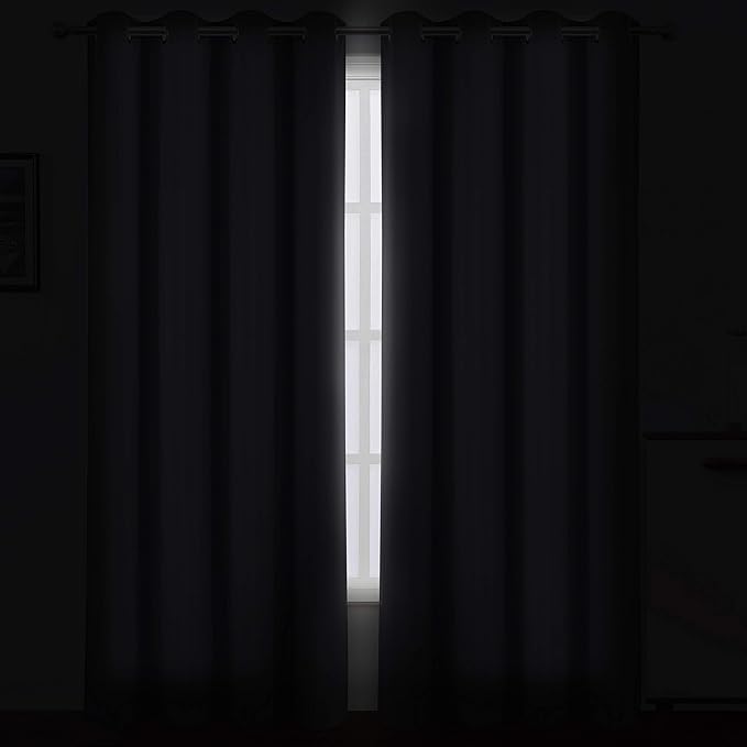 Grey Thermal Blackout Curtains/52 x 95 Inch/Set of 2 Panels Room Darkening - Image 3