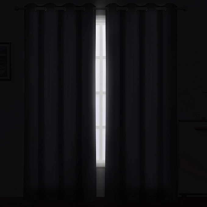 Blackout Curtains 52 x 84 Inch Long Grey Curtains Set of 2 Panels Thermal - Image 3