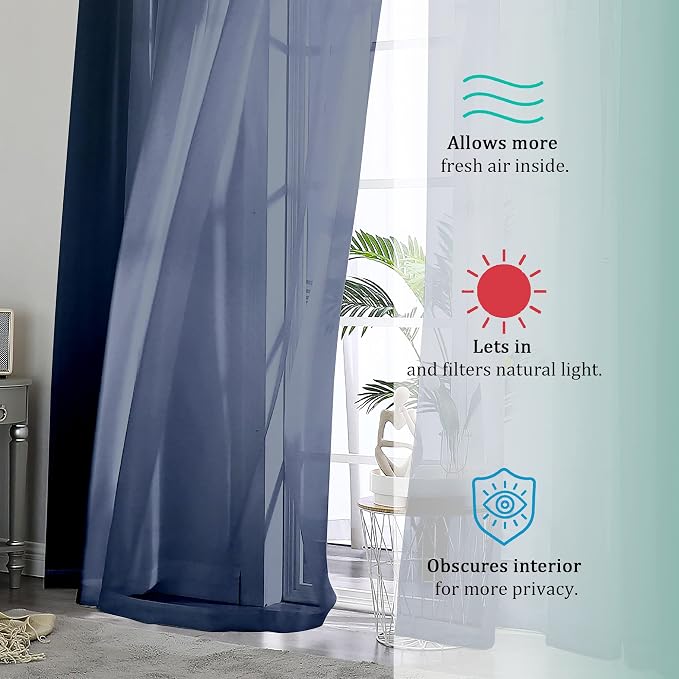 2 Panels Sheer Window Curtain Panels 96" Length - Image 7