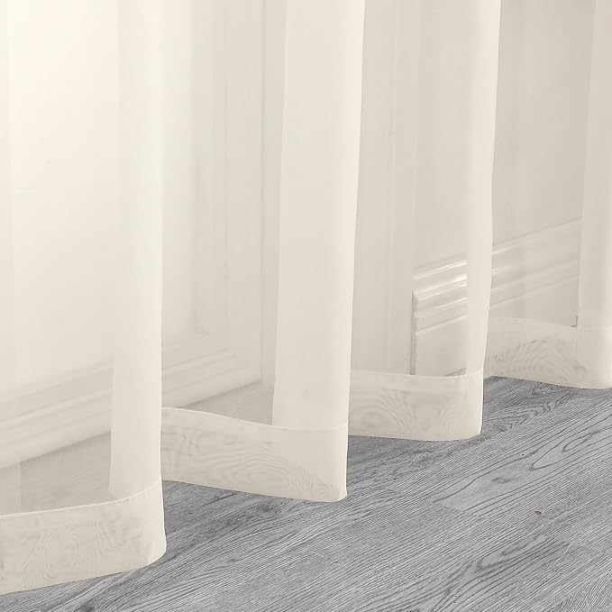 Chyhomenyc Cream Sheer Valance for Windows, 2 Pack | Light Filtering Voile Soft - Image 5