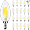 LED Candle Bulbs 40W Equivalent, E12 Candelabra Light Bulbs 4W 470Lm Clear Edison LED Bulb, Daylight White 5000K B11 Classic Bright Filament Bulb, Dimmable Decorative Bulbs for Lamps, Pack of 20