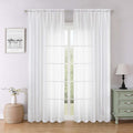 White Sheer Curtains 84 Inches Long 2 Panels, Solid Airy Voile Extra Wide by Lecloud