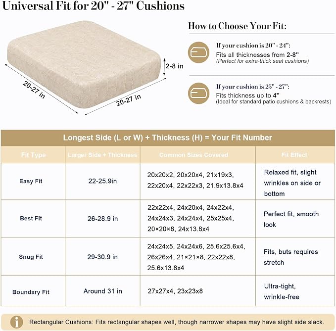 8Pcs Patio Cushion Covers Stretch Outdoor Furniture Protector Slipcovers | - Image 3