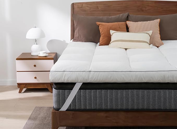 QUEEN ROSE Full Size Mattress Topper, Extra Soft Pillow Top Mattress Topper Full, Cooling Thick Plush Bed Topper Cloud-Like Down Alternative, Baffle Box White, for Back Pain Relief