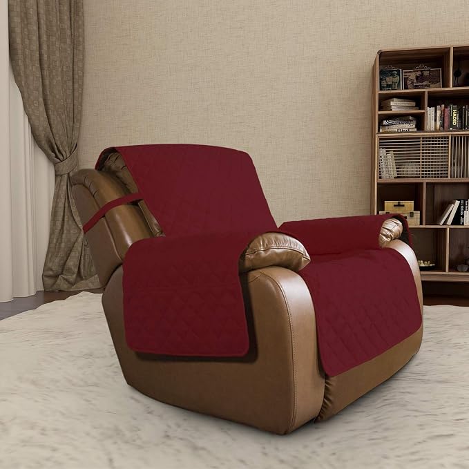 Easy-Going Reversible Couch Cover, Oversized Recliner, Christmas Red/Ivory | - Image 2