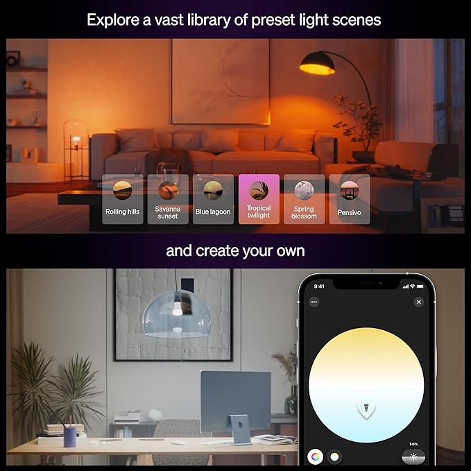 Philips Hue Smart LED A19 Bulb, White & Color Ambiance, E26 Base, 7.2W, Full Spectrum Light 1000K-20000K, 810 Lumens, Dimmable, Works with Alexa, Google, & Apple Home,1pk