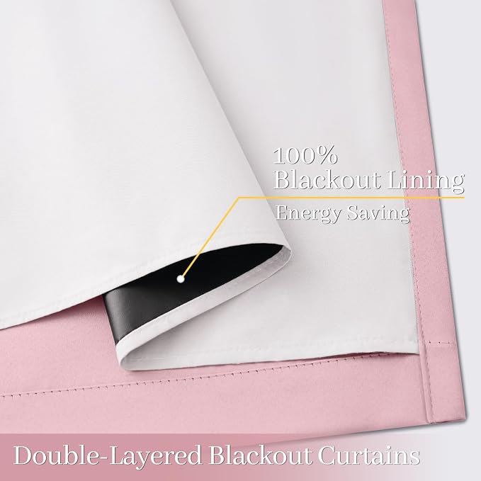 Yakamok Pink 100% Blackout Curtains 63 Inches Long - Image 4