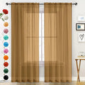 SpaceDresser Basic Rod Pocket Sheer Voile Window Curtain Panels Khaki 1 Pair 2 by SpaceDresser
