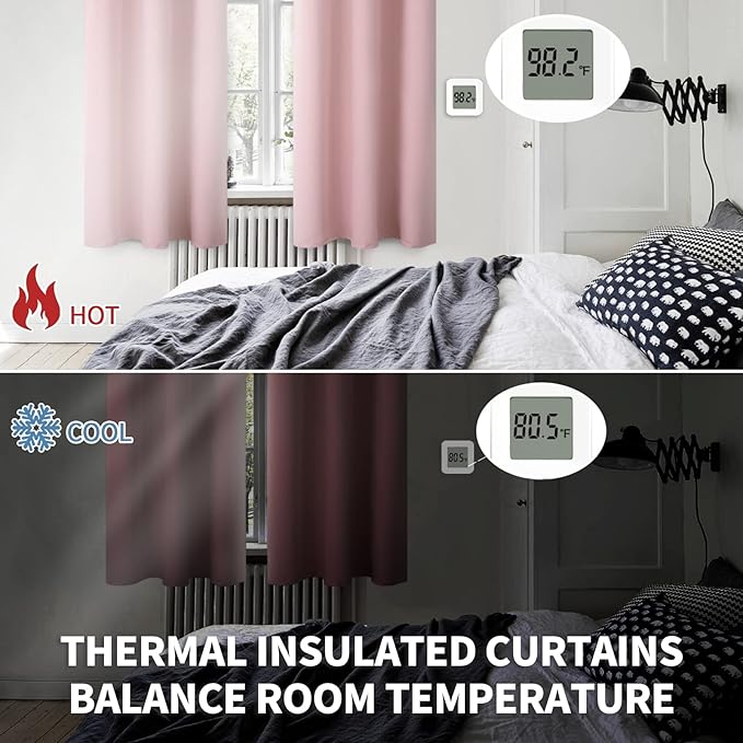 BGment Room Darkening Curtains 95 Inches Long - Grommet Thermal Insulated Drapes Window Treatment Curtains for Bedroom, 2 Panels, 52 x 95 Inch, Baby Pink