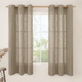 Taupe Semi Sheer Linen Curtains 63 Inch Length, Light Filtering Panels Bronze by LAMIT