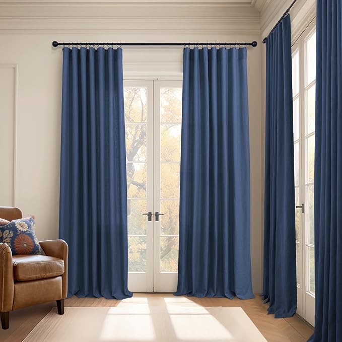 Navy Curtains 108 Inches Long for Living Room 2 Panels Set Back Tab Pocket - Image 6