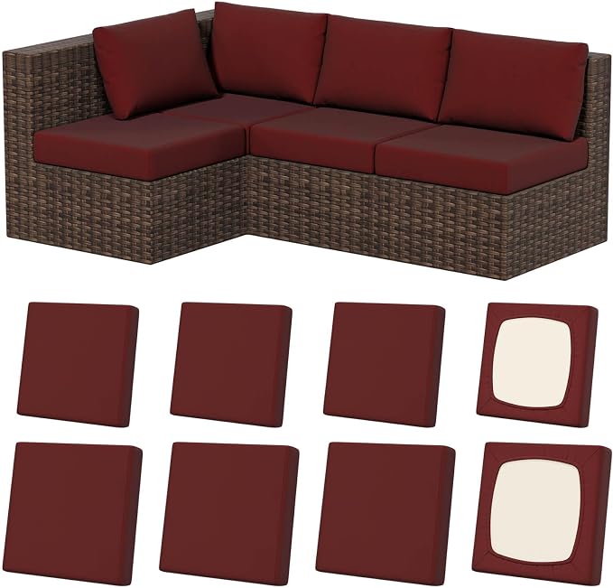 8Pcs Outdoor Cushion Covers, Stretch Patio Furniture Couch Chair Slipcovers | by VORSHAPE