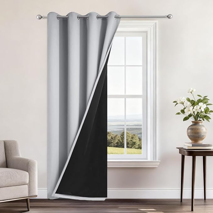Yakamok Light Grey 100% Blackout Curtains 96 Inches Long 52" Wide 1 Panel | by Yakamok