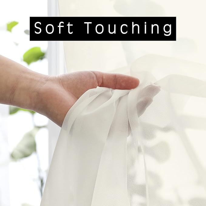 Sheer Curtains Ivory, Short Panels Rod Pocket 2 Panels, Cafe Curtains Small - Image 7