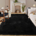 Latepis Black Faux Fur Rug 8x10, Faux Fur Sheepskin Rug by Latepis