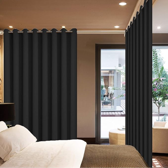 Yakamok Black Room Darkening Curtains 84 inch Sliding Door Drapes | 1 - Image 3