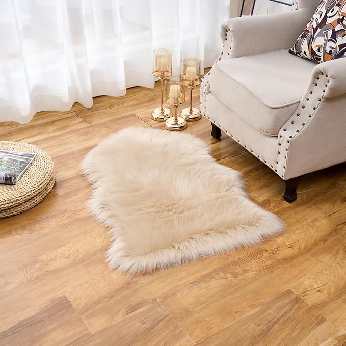 EasyJoy Ultra Soft Fluffy Shaggy Area Rug Faux Fur Rug Chair Cover Seat Pad - Image 3
