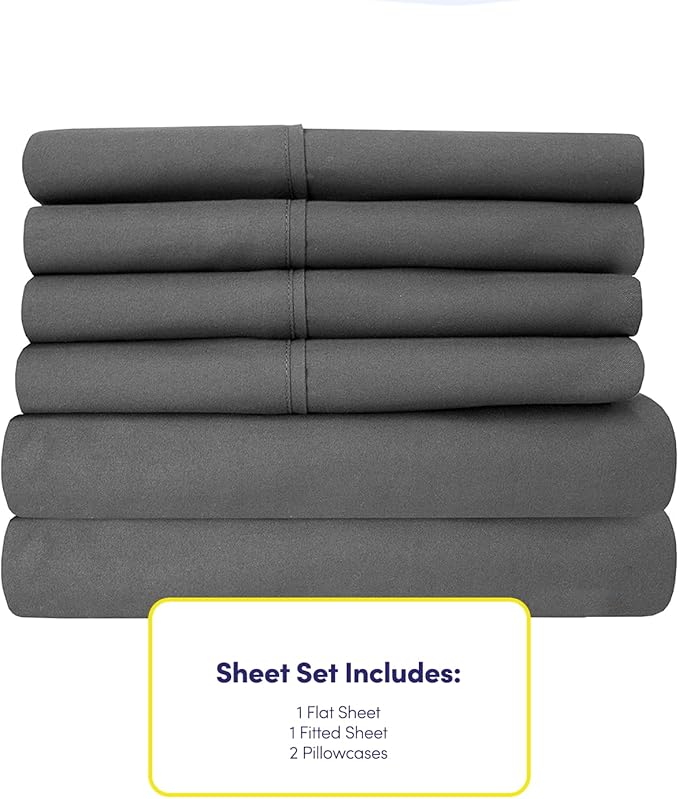 Twin Size Bed Sheets - 4 Piece 1500 Supreme Collection Fine Brushed Microfiber Deep Pocket Twin Sheet Set Bedding - 1 EXTRA PILLOW CASES, GREAT VALUE, Twin, Gray
