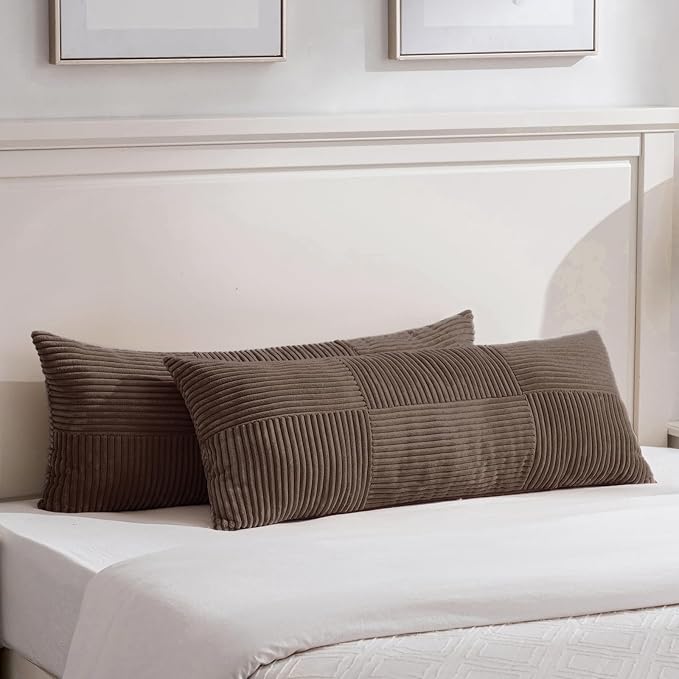 Fancy Homi Set of 2 Dark Brown Boho Long Lumbar Body Decorative Throw Pillow by Fancy+Homi