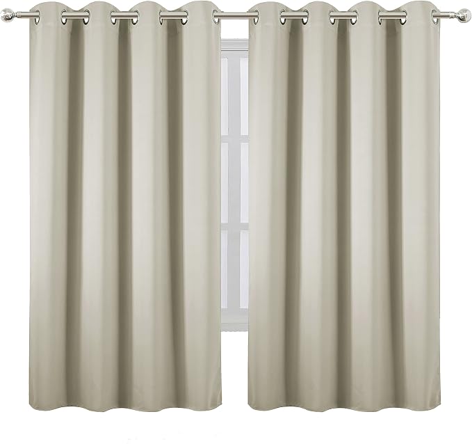 Light Beige Blackout Curtains 66 x 63 Inch Length/Set of 2 Curtain - Image 2