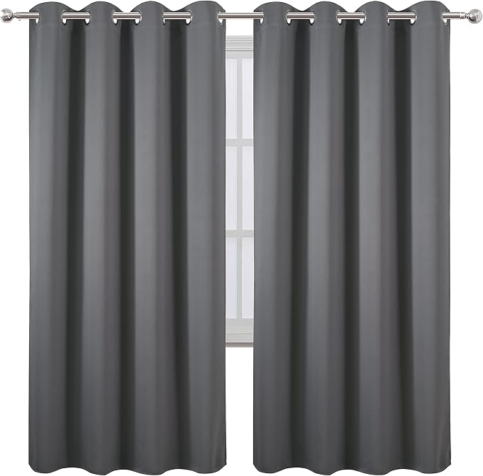 Grey Blackout Curtains/52 x 72 Inch/Set of 2 Panels Thermal Insulated Room - Image 2