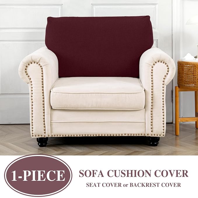 LA MEACK Couch Cushion Cover Seat Cushion Cover Stretch Armchair Cover Separate - Image 3