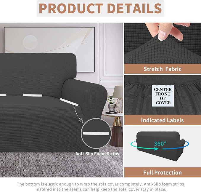 Easy-Going 100% Waterproof Couch Cover, 3 Cushion Oversized Sofa Cover | - Image 4