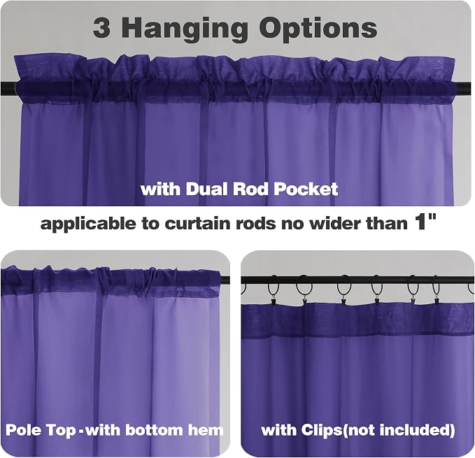 Chyhomenyc Purple Sheer Curtains 84 Inches Long - Image 6