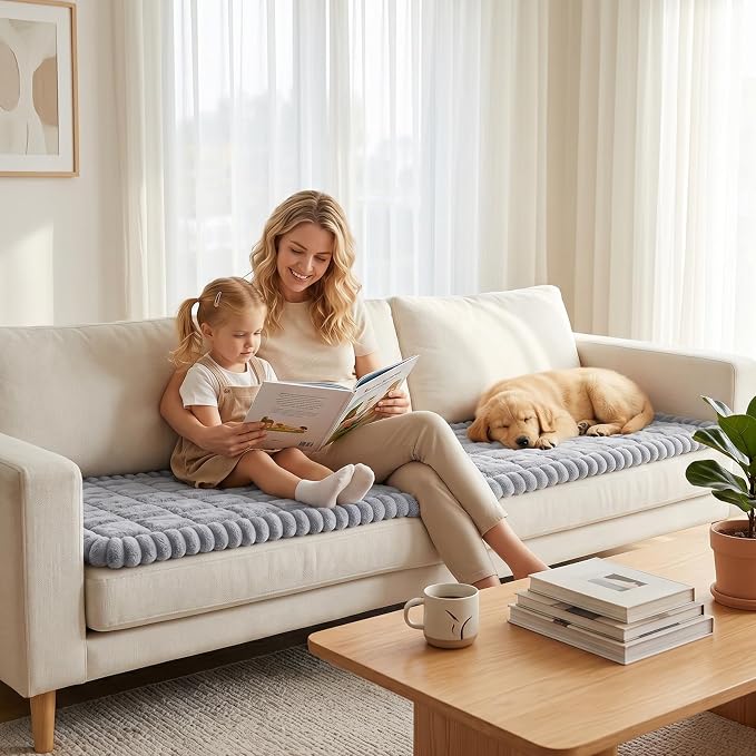 Fixwal Waterproof Flannel Dog Couch Cover, 27.6" x 88", Light Gray | Integrated - Image 9