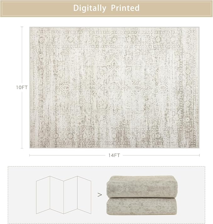 Washable Rugs 10x14 Area Rugs for Living Room, Dining Room Carpet | Ultra Soft - Image 2